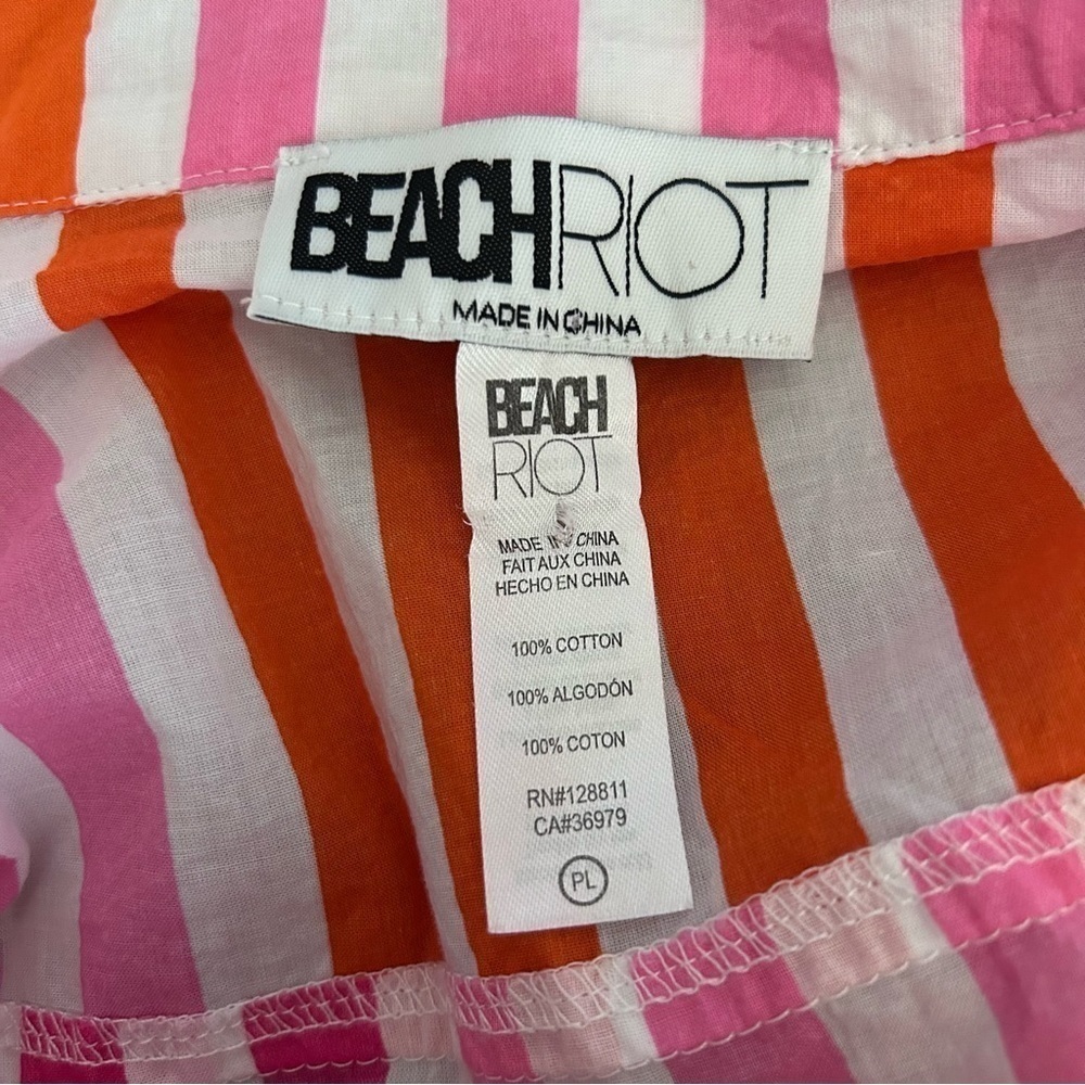 Beach Riot Alexa Button Down Top Coverup In Sunset Stripes Sz Large PETITE - Picture 11 of 11